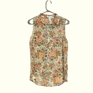 Ambiance Apparel NWOT Sheer, Sleeveless, Button Down Lightweight Summer Top